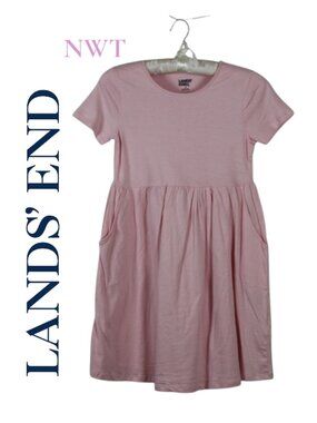NWT Land's End Short Sleeve Pink Dress Size 10